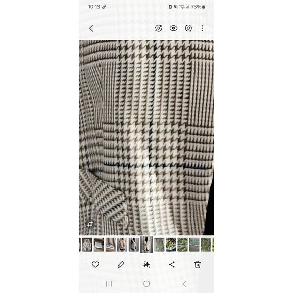 Vintage Stephanie Queller Houndstooth Plaid Beige Bown Black Vest Size 10 - Picture 4 of 8